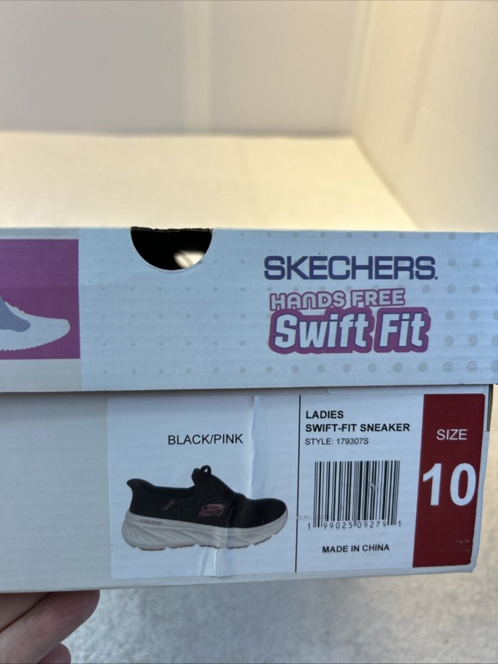 Skechers Swift Fit Hands Free Slip-In Sneakers Black/Pink Women SZ 10 New in Box - Picture 8 of 8